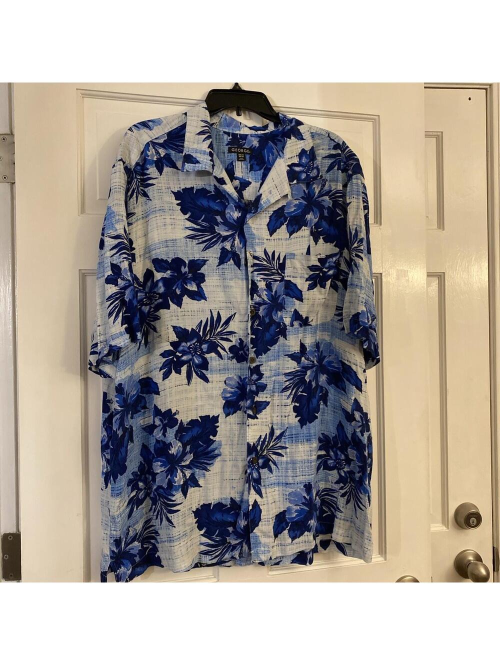 George Men's Hawaiian Tropical Printed Button Up Shirt XXL, 2XL